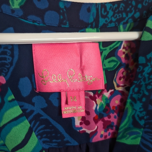 Lilly Pulitzer Gabriel Tunic Dress - Low Tide Navy Life Of The Party sz 14 - Picture 4 of 6